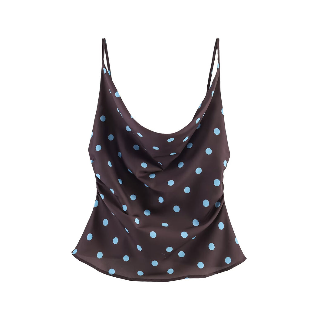 Women's Women Clothing Drape Polka Dot Brace Top
