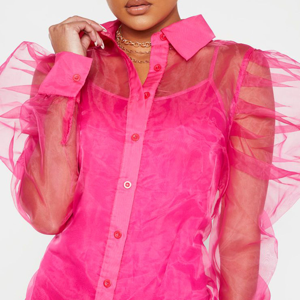 Women's Spring Summer Women Clothing Puff Sleeve Top Long Sleeve Organza Cardigan Dress Plus Size Suit For Women