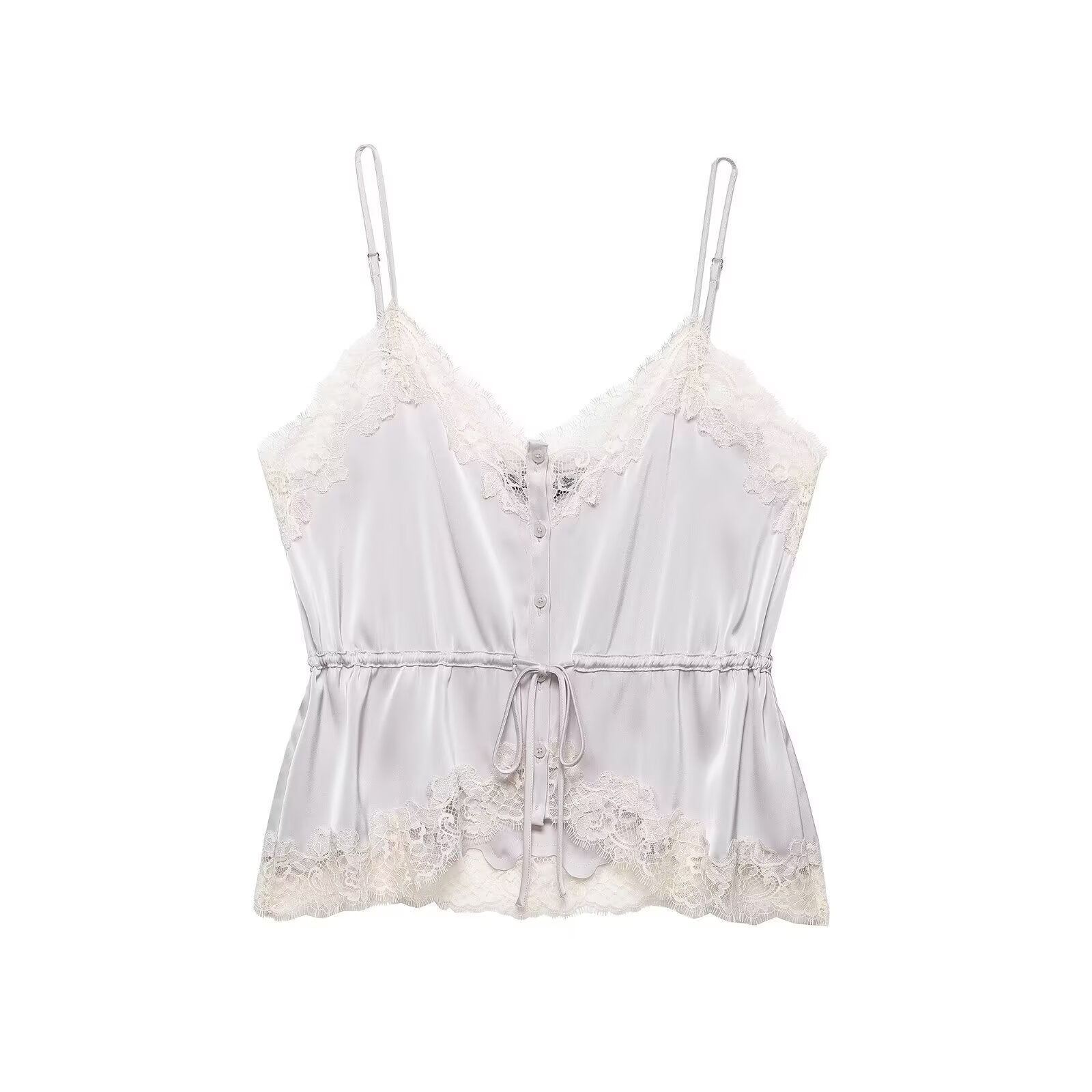 Women's Satin Lace Trim Camisole