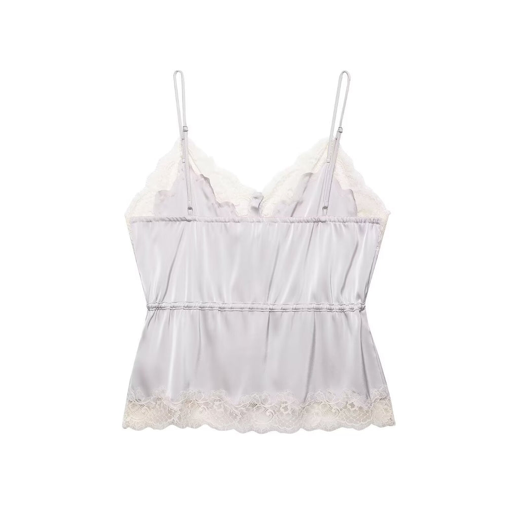 Women's Satin Lace Trim Camisole