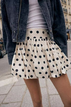Women's Clothes Retro Dots Bud Skirt High Waist Slimming Puff Short Skirt Women