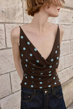 Women’s Polka Dot Ruched Cowl Neck Camisole