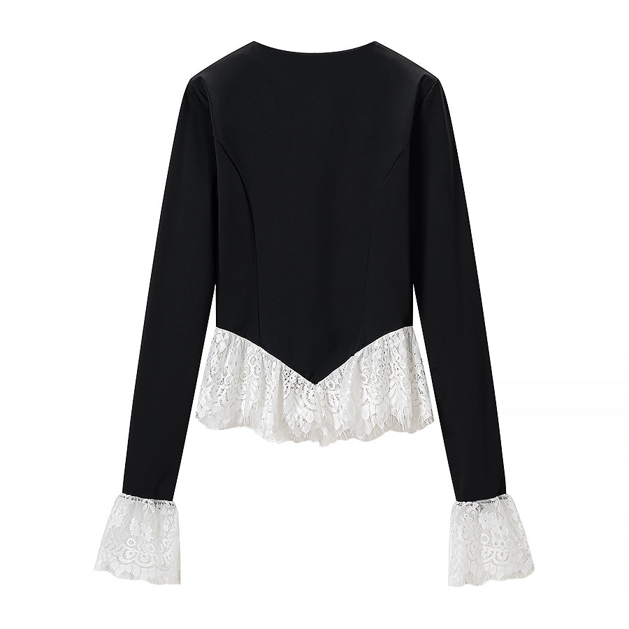 Women's Clothing Top Lace Stitching Bottoming Shirt