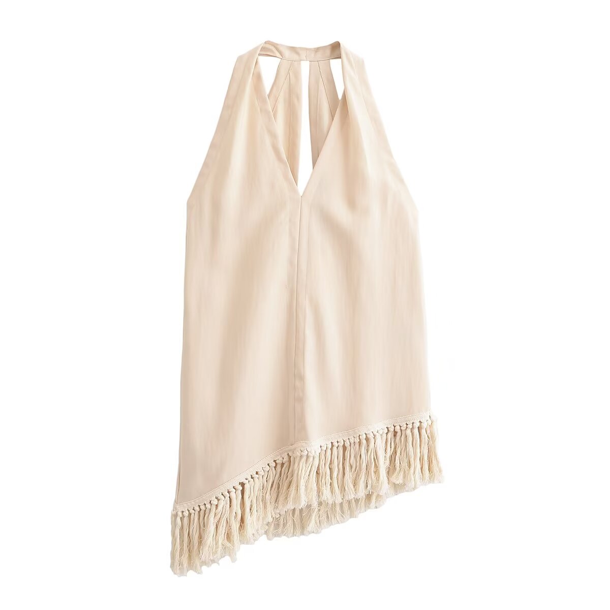 Women Clothing Top Tassel Halter Top Wide Leg Pants Set