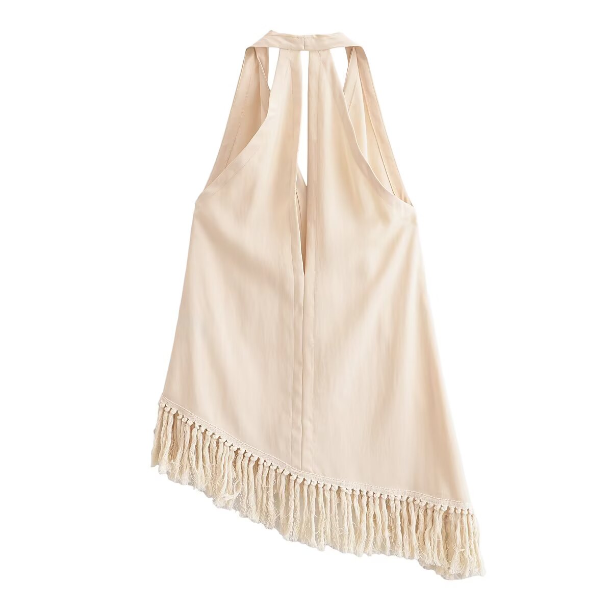 Women Clothing Top Tassel Halter Top Wide Leg Pants Set