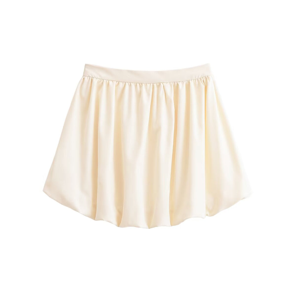 Women Clothing Poplin Balloon Vest Top Solid Color Mini Skirt Set