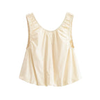 Women Clothing Poplin Balloon Vest Top Solid Color Mini Skirt Set