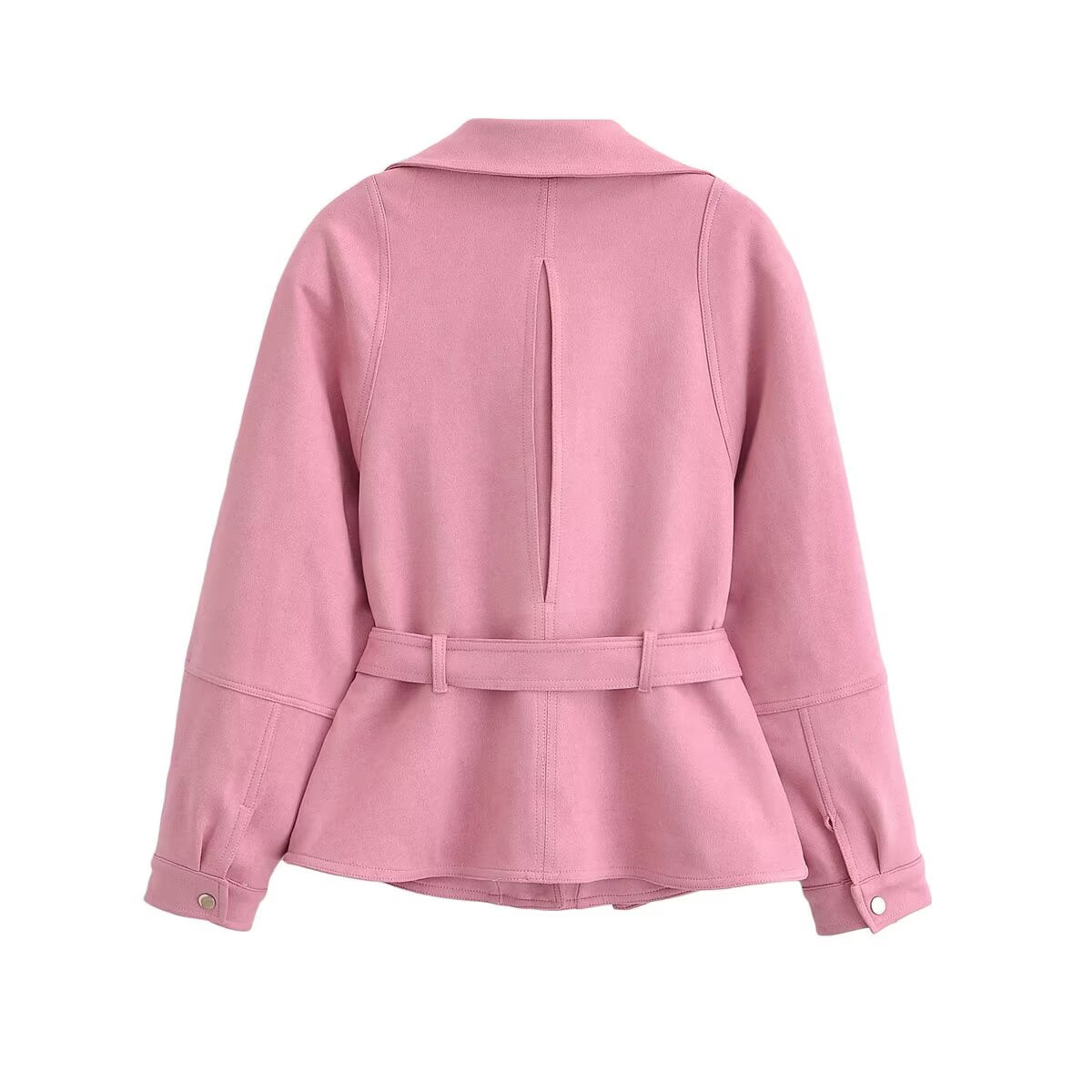 Women Clothing Suede with Belt Jacket Coat Skirt Sets