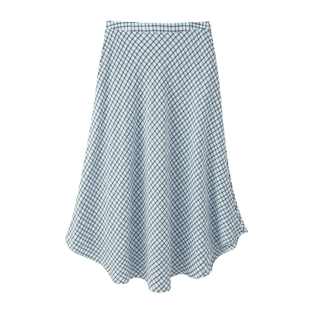 Women's Plaid Asymmetric Midi Skirt
