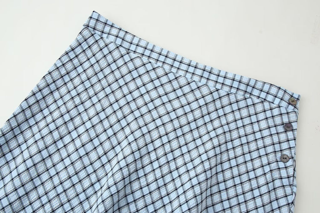 Women's Plaid Asymmetric Midi Skirt