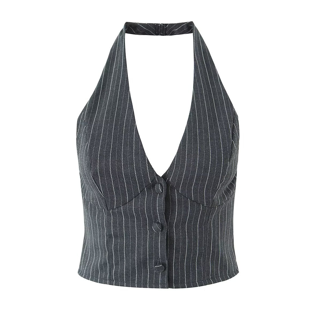Gray Striped Vest