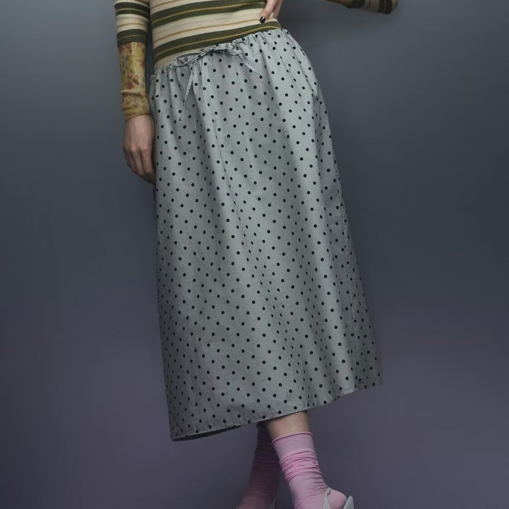 Western Polka-Dot Midi Dress