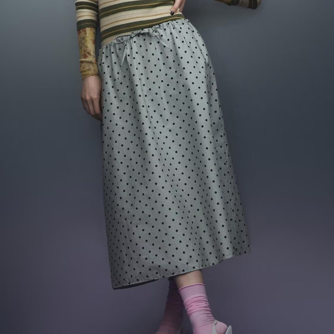 Western Polka-Dot Midi Dress