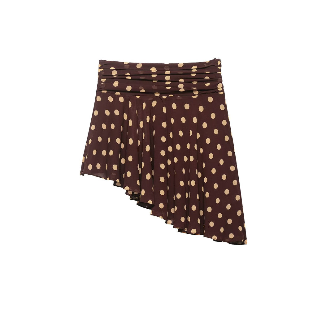 Simple Summer Polka Dot Asymmetric Skirt