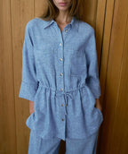 Women's Linen-Texture Safari Shirt Jacket