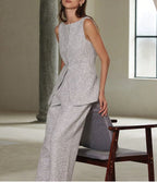 Women Clothing Summer Classic Commuting Elegant Sleeveless Vest Wide Leg Pants Two Piece Sets