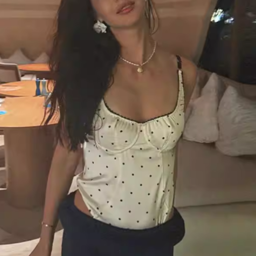Pure Sexy Lace Stitching Square Collar Sexy Polka Dot Brace Jumpsuit