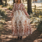 Bohemian Long-Sleeve Maxi Dress
