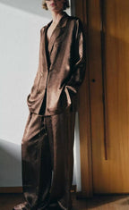 Women Clothing Summer Embellished Wrinkle Suit High Waisted Trousers