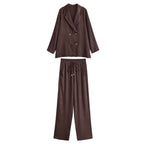 Women Clothing Summer Embellished Wrinkle Suit High Waisted Trousers