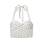 Women Spring Clothing Casual Suit Polka Dot Strap Mid Length Skirt Set