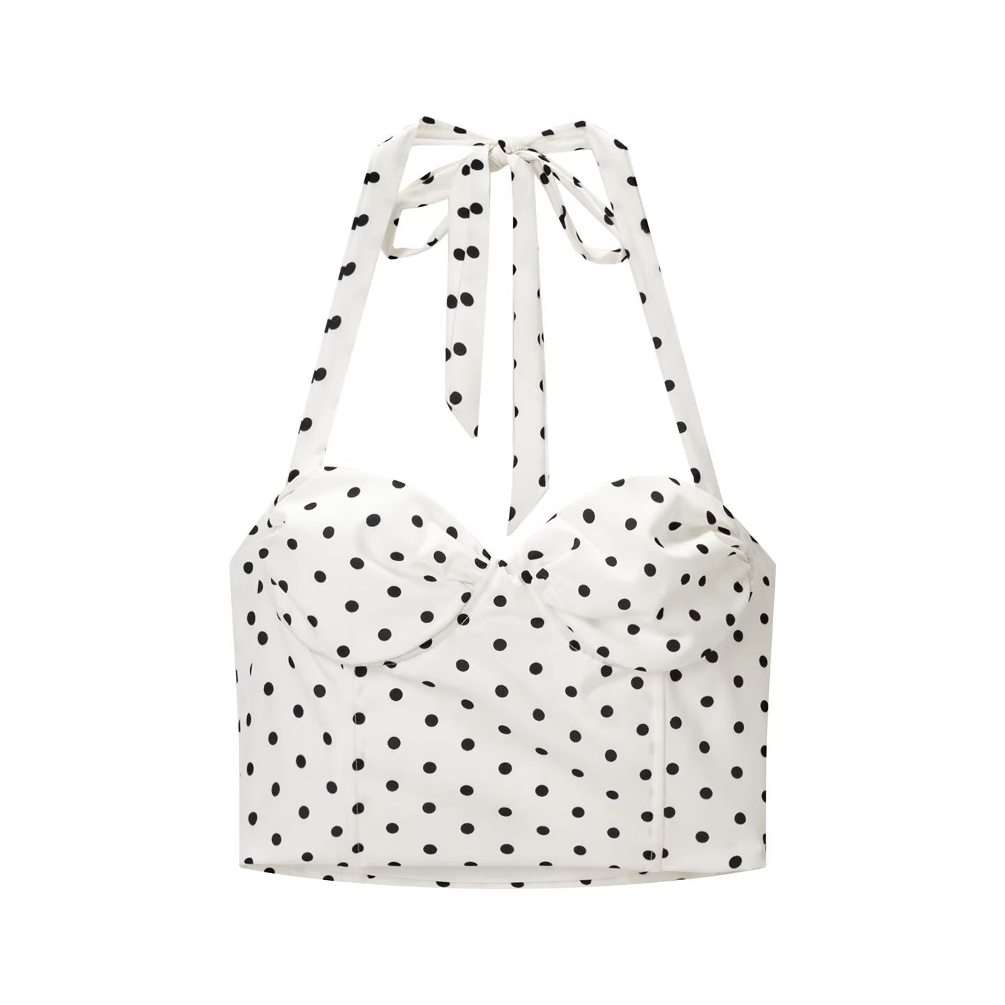 Women Spring Clothing Casual Suit Polka Dot Strap Mid Length Skirt Set