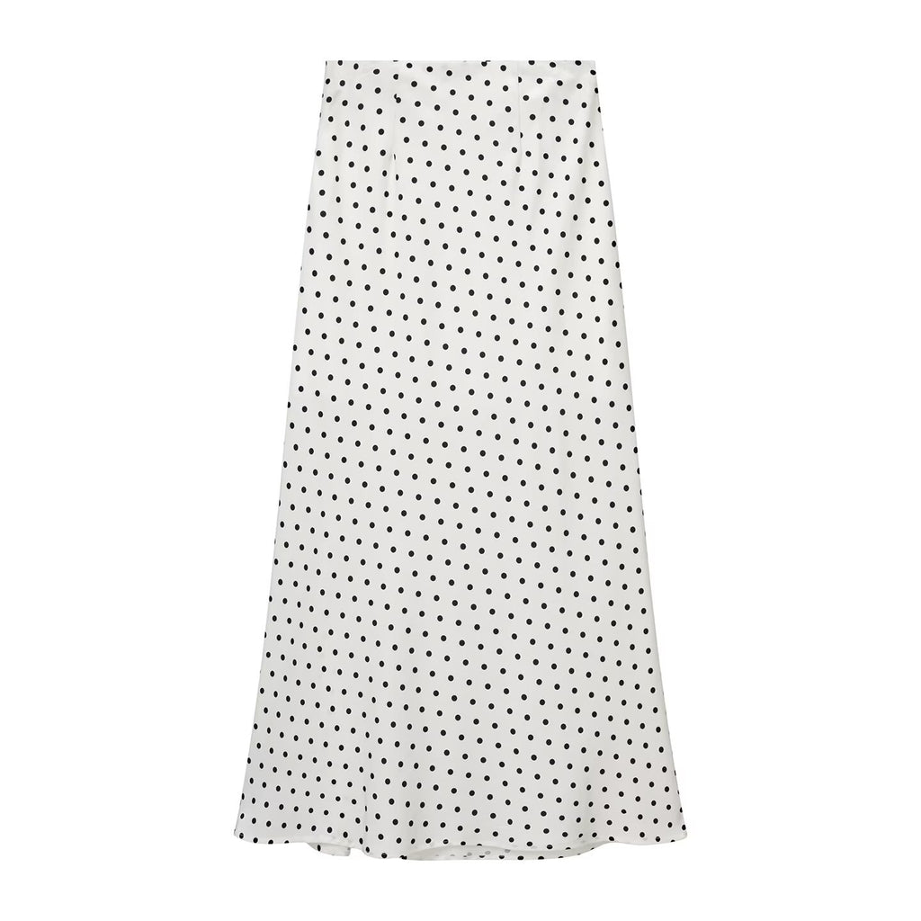 Women Spring Clothing Casual Suit Polka Dot Strap Mid Length Skirt Set