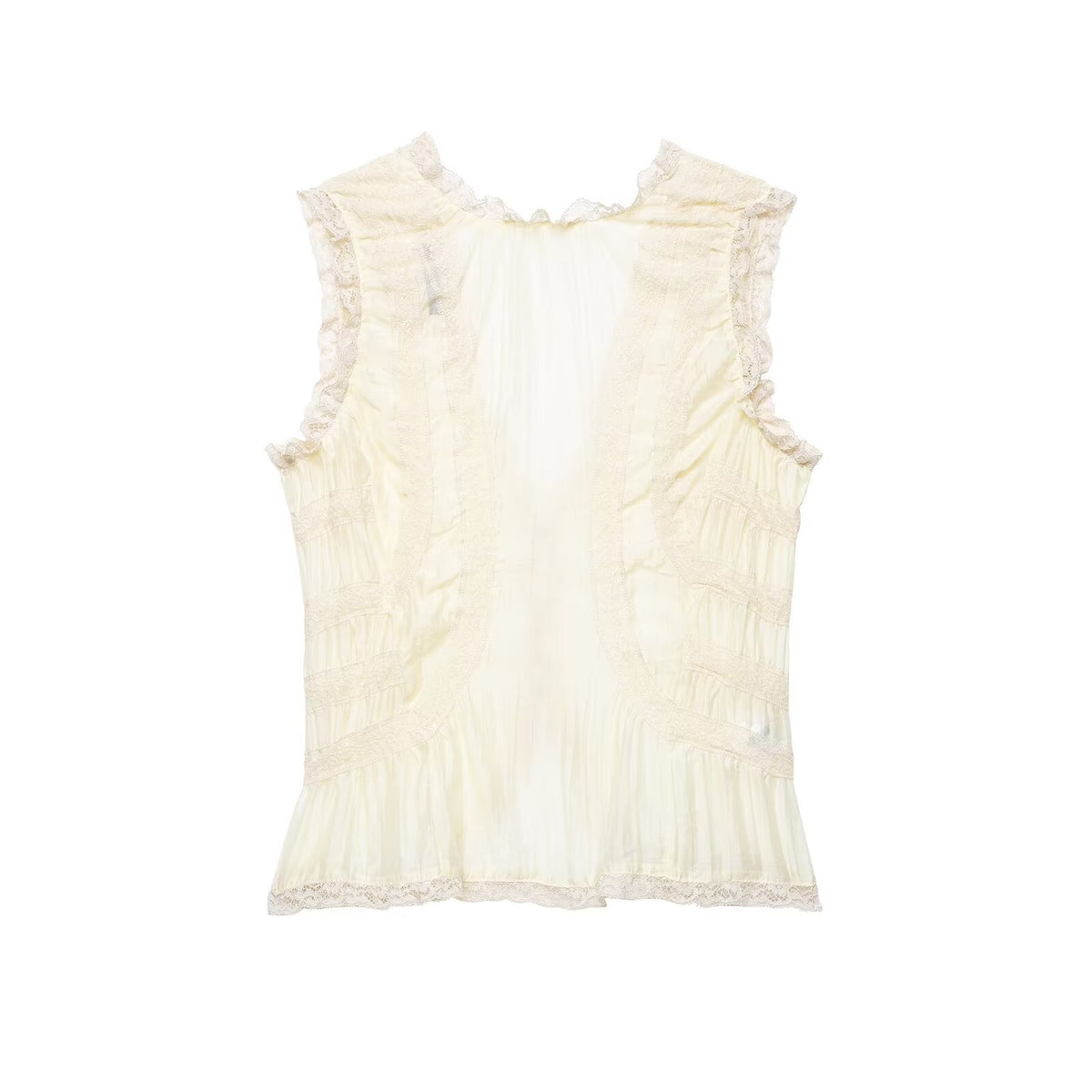 Women's High Sense V Neck Flounce Lace Bag Buckle Camis