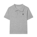 Women's Embroidered Polo Collar Short Sleeve Top