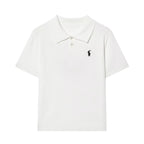 Women's Embroidered Polo Collar Short Sleeve Top