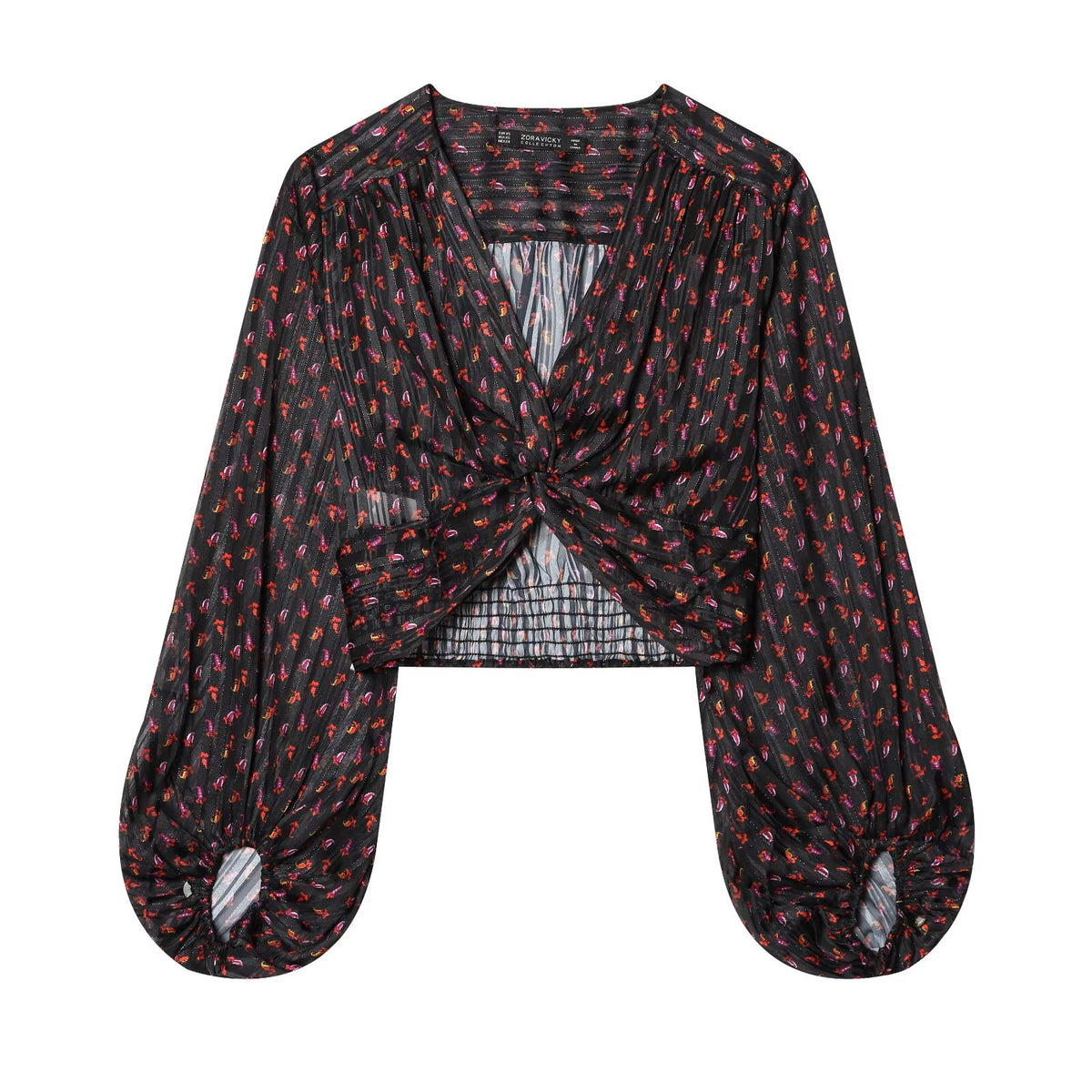 Women's Spring Women Casual Loose All Matching Short V Neck Bow Tie Printed Top