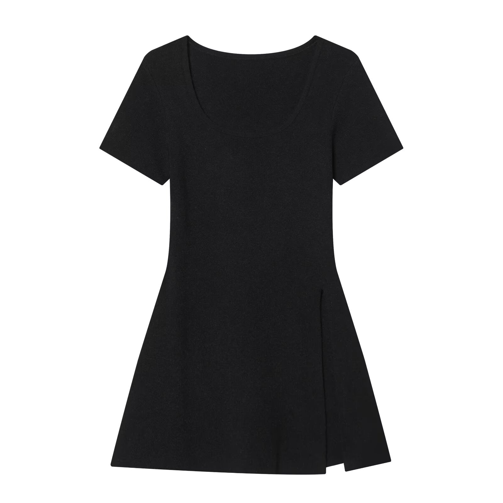Women's Women Design Side Slit Knitted Short Sleeve Top