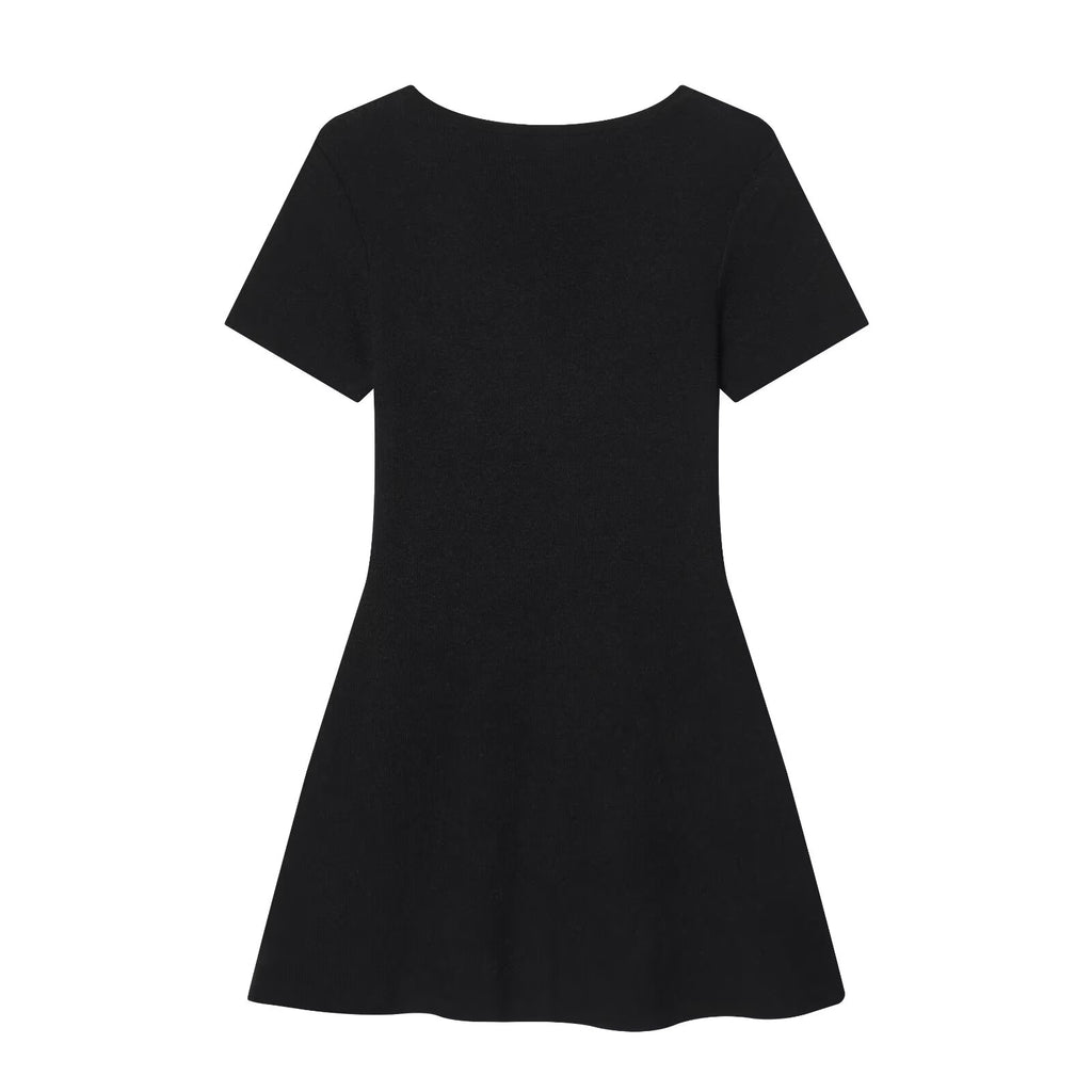 Women's Women Design Side Slit Knitted Short Sleeve Top