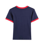 Women's Women Clothing Fashionable Short Sleeve Round Neck Contrast Color Stitching Printed T Shirt