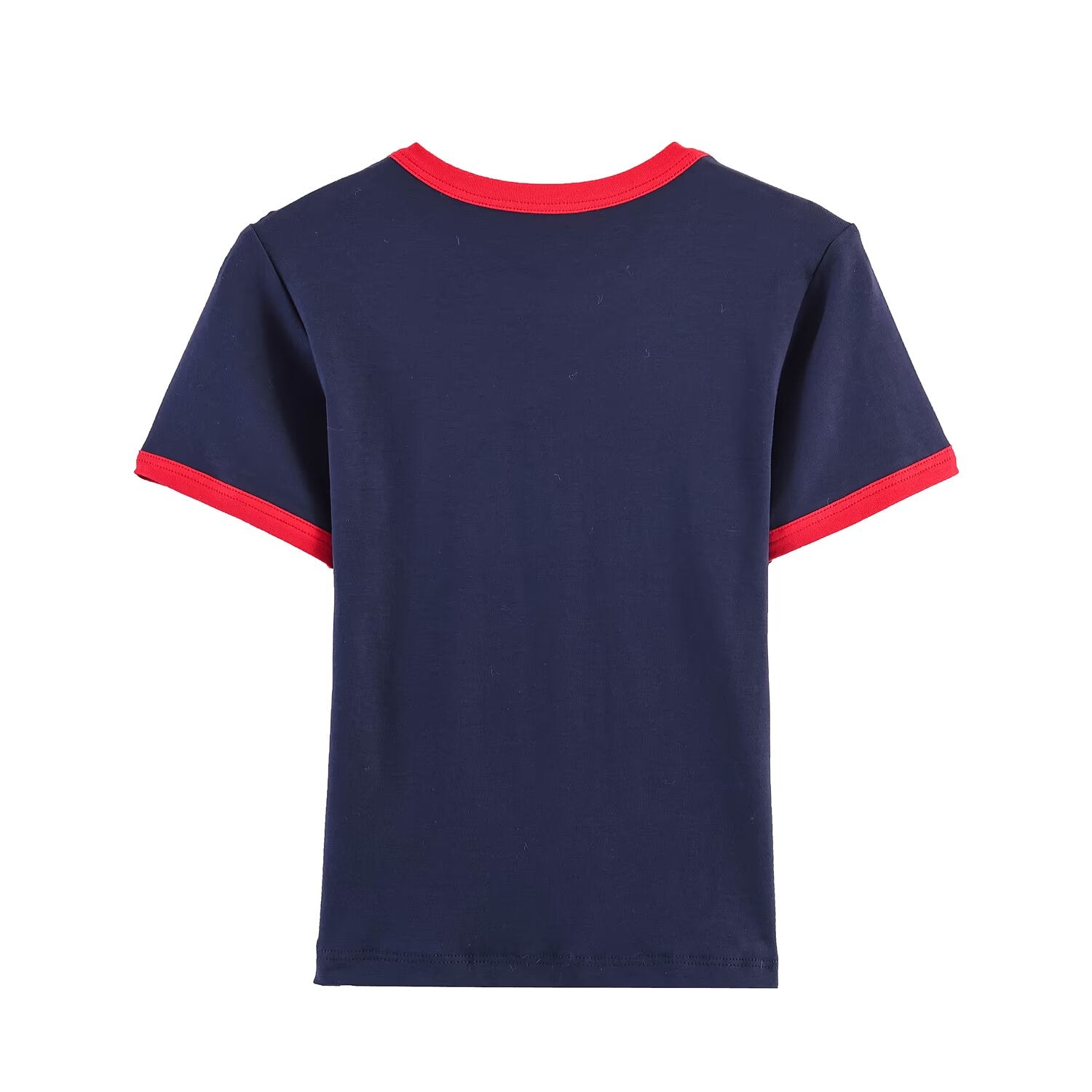 Women's Women Clothing Fashionable Short Sleeve Round Neck Contrast Color Stitching Printed T Shirt