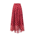 Plaid Asymmetric High-Waist Maxi Skirt