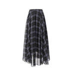 Plaid Asymmetric High-Waist Maxi Skirt