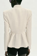 Spring Women Street Striped Hem Blazer