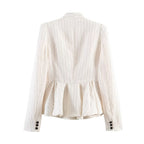 Spring Women Street Striped Hem Blazer