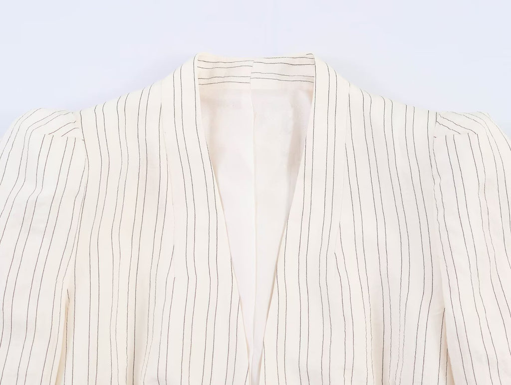 Spring Women Street Striped Hem Blazer