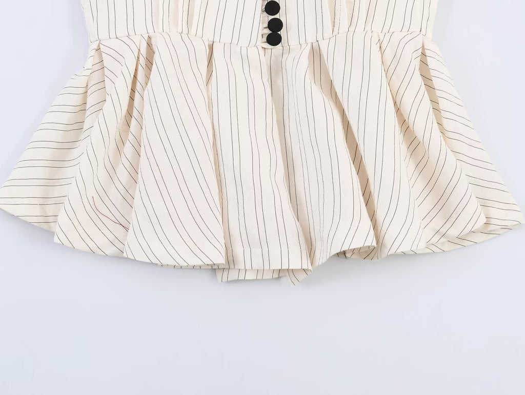 Spring Women Street Striped Hem Blazer