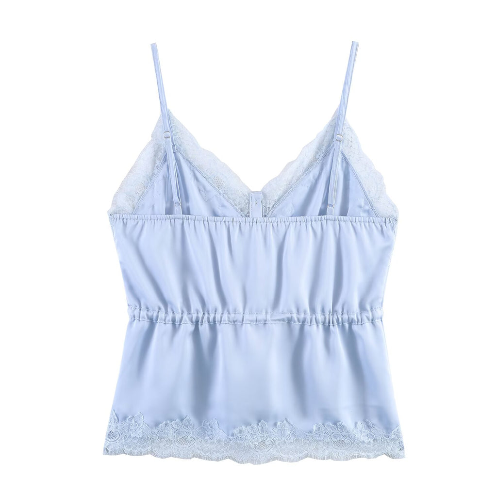 Women's Lace-Trim Satin Camisole – V-Neck