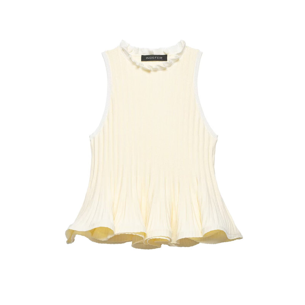 Women's Rib Knitted Short Hem Sleeveless Top