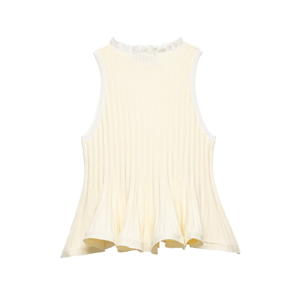 Women's Rib Knitted Short Hem Sleeveless Top