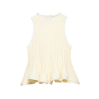 Women's Rib Knitted Short Hem Sleeveless Top