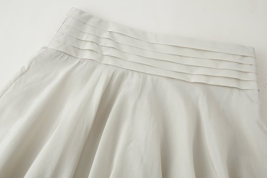 Contrast Stripe Asymmetric High-Waist Midi Skirt
