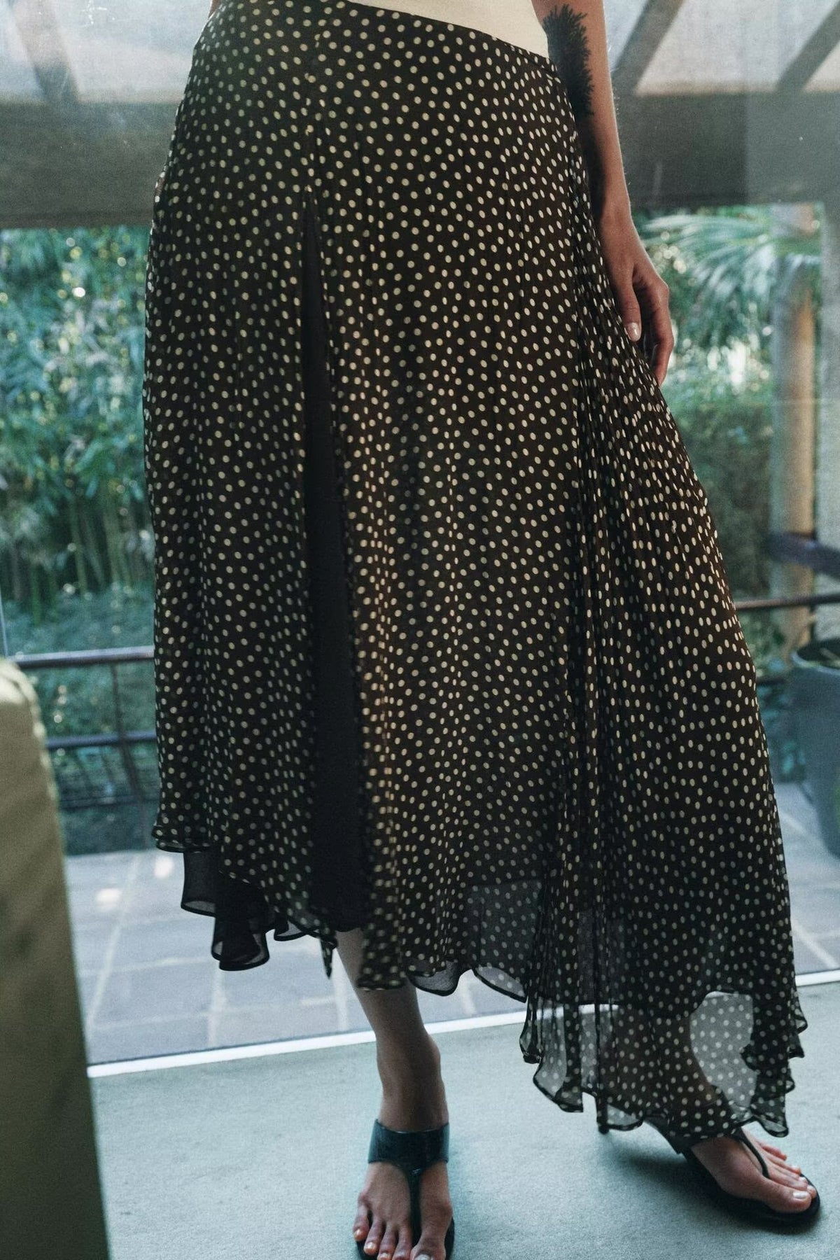 Women's Polka-Dot Asymmetric Skirt