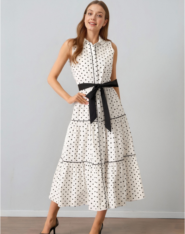 Women's Polka Dot Sleeveless Dress