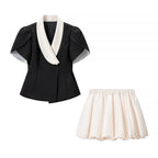 Spring Women Sexy Sexy Short Sleeve Slim Top Short Skirt
