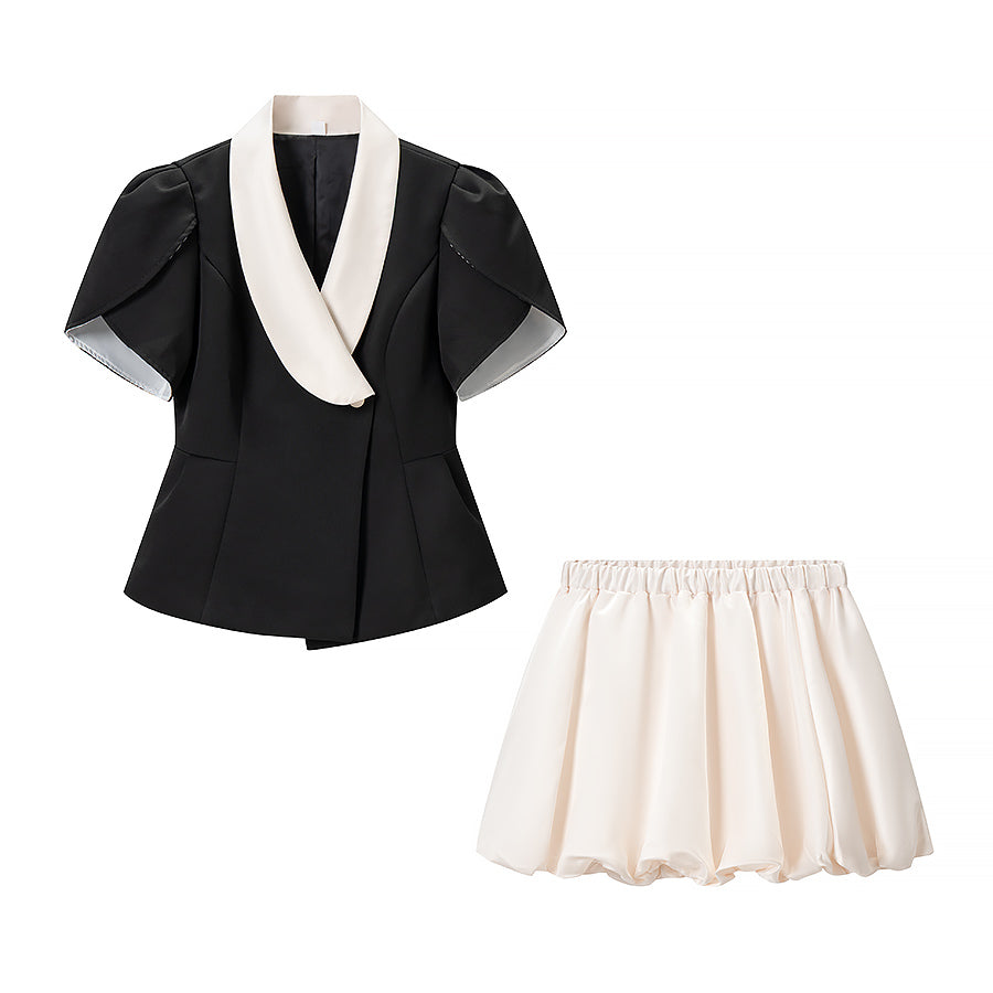 Spring Women Sexy Sexy Short Sleeve Slim Top Short Skirt